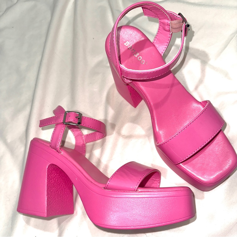 Bamboo pink platform y2k heels NEW